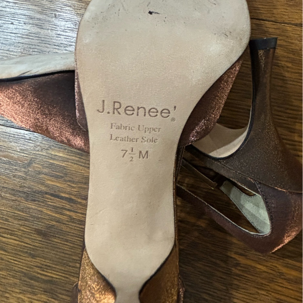 VTG J. Renee' Couture Iredescent Bronze D'orsay Rhinestone Leather Heels✨️7.5N - Picture 8 of 9